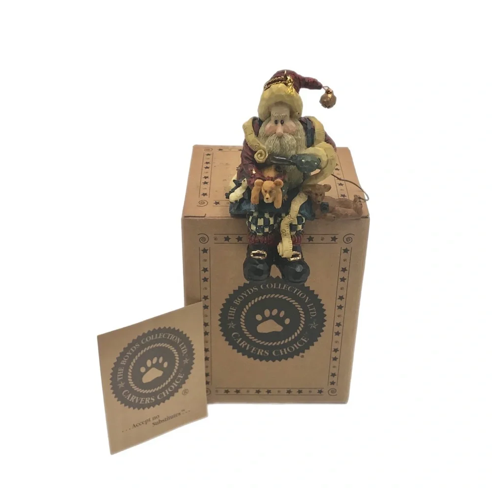 Boyds Collection Shelf Sitting Santa Figurine Handmade Christmas Ornament‎ w/Box